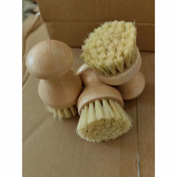 Perie de Curatat Vase si Alimente, Flippy, din Lemn de Bambus, 8 x 5 cm, Perie din Sisal, Maro - imagine 4
