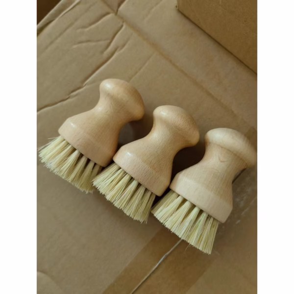 Perie de Curatat Vase si Alimente, Flippy, din Lemn de Bambus, 8 x 5 cm, Perie din Sisal, Maro - imagine 5