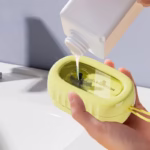 Perie de Spalat Haine, Flippy, cu Dispenser pentru Detergent, 4 Perii de Curatare, din ABS + PS, Galben - imagine 3