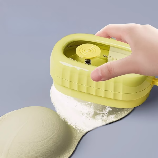 Perie de Spalat Haine, Flippy, cu Dispenser pentru Detergent, 4 Perii de Curatare, din ABS + PS, Galben - imagine 4