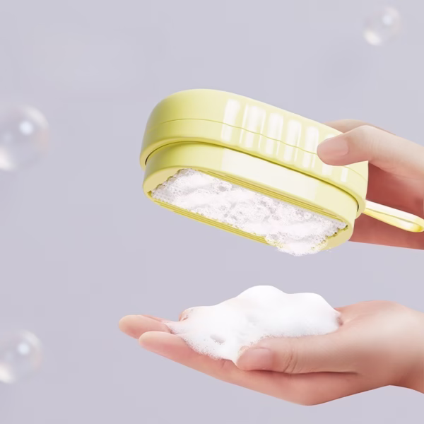 Perie de Spalat Haine, Flippy, cu Dispenser pentru Detergent, 4 Perii de Curatare, din ABS + PS, Galben - imagine 5