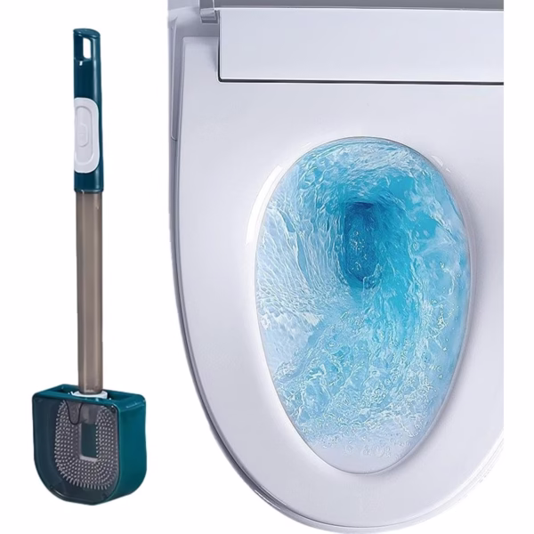 Perie de Toaleta, Flippy, cu Recipient pentru Detergent, din Plastic+TPR, Montare fara Perforare, 40 x 9 cm, Verde - imagine 2