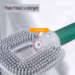 Perie de Toaleta, Flippy, cu Recipient pentru Detergent, din Plastic+TPR, Montare fara Perforare, 40 x 9 cm, Verde - imagine 6