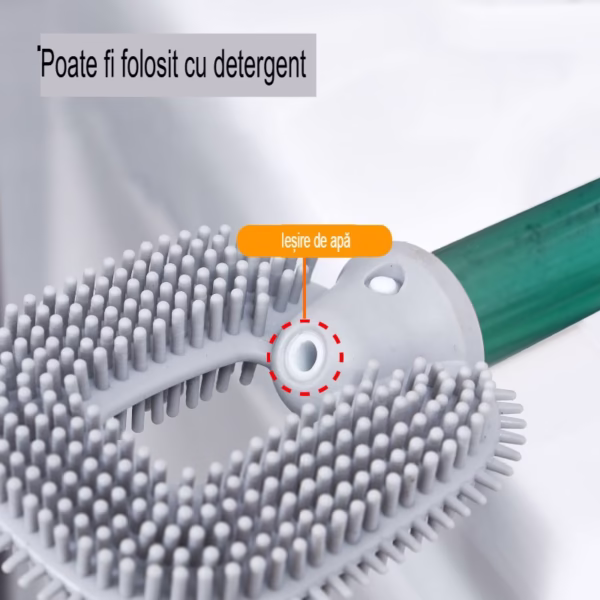 Perie de Toaleta, Flippy, cu Recipient pentru Detergent, din Plastic+TPR, Montare fara Perforare, 40 x 9 cm, Verde - imagine 6