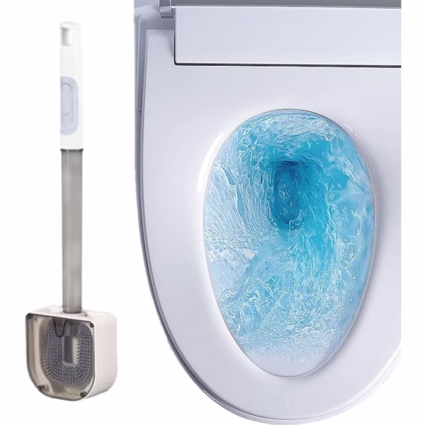 Perie de Toaleta, Flippy, cu Recipient pentru Detergent, din Plastic+TPR, Montare fara Perforare, 40 x 9 cm, Alb - imagine 3