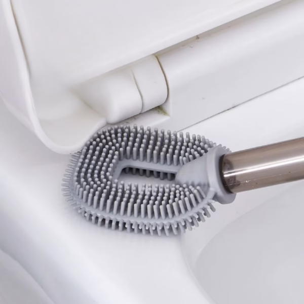 Perie de Toaleta, Flippy, cu Recipient pentru Detergent, din Plastic+TPR, Montare fara Perforare, 40 x 9 cm, Alb - imagine 4
