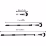 Perie Electrica de Curatare, Flippy, pentru Gresie, Baie, Bucatarie, 25x20x9.5 cm, cu 6 Capete, Maner Extensibil Detasabil 84-127cm, Incarcare USB-Type C, Rotire 360 de Grade, 3000 mAh, Culoare: Alb - imagine 11