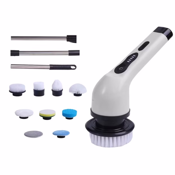 perie-electrica-de-curatare-flippy-pentru-gresie-baie-bucatarie-25x20x9-5-cm-cu-9-capete-maner-exten-main-6797a2716ad8c Perie Electrica de Curatare, Flippy, pentru Gresie, Baie, Bucatarie, 25x20x9.5 cm, cu 9 Capete, Maner Extensibil Detasabil 84-127cm, Incarcare USB-Type C, Rotire 360 de Grade, 3000 mAh, Culoare: Alb - imagine 1