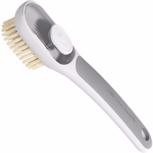 Perie Multifunctionala 2 in 1, Flippy, Perie Densa/Perie din Piele de Caprioara, cu Recipient Lichid, Maner Lung, 20.1x 4.3 x 5 cm, Gri