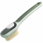 Perie Multifunctionala 2 in 1, Flippy, Perie Densa/Perie din Piele de Caprioara, cu Recipient Lichid, Maner Lung, 20.1x 4.3 x 5 cm, Verde - imagine 3