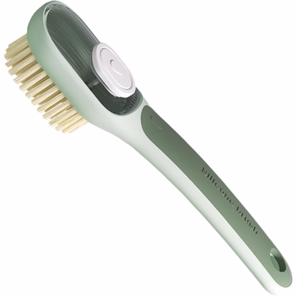 Perie Multifunctionala 2 in 1, Flippy, Perie Densa/Perie din Piele de Caprioara, cu Recipient Lichid, Maner Lung, 20.1x 4.3 x 5 cm, Verde - imagine 1