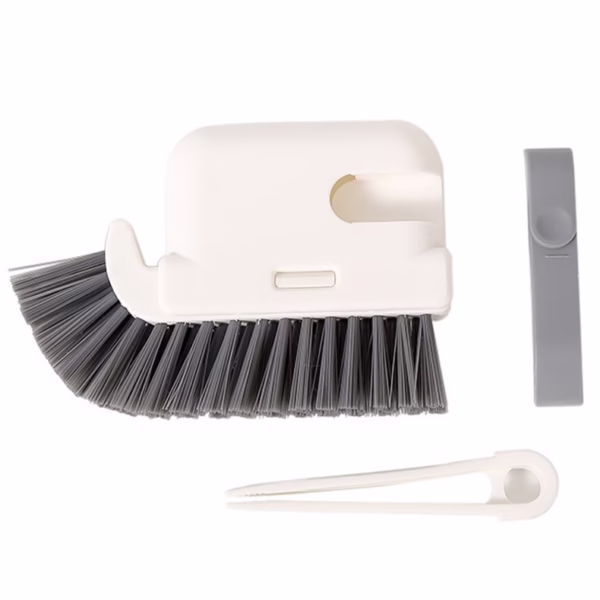 Perie Multifunctionala 3 in 1 de Curatare, Flippy, pentru Bucatarie, Vesela, Geamuri, Cap Detasabil, 9x15x2.5 cm, Gri - imagine 3