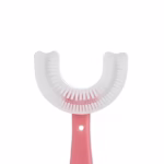 Periuta de Dinti in Forma de U, Flippy, pentru Copii 6-12 ani, Peri Moi, 12 cm, Model Inima, Culoare Roz - imagine 2