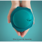 Perna pentru gat Flippy, portabila, umflare prin apasare, usor de depozitat, imbracata in material catifelat, in forma de U, 40 x 28 cm, verde - imagine 4