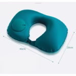 Perna pentru gat Flippy, portabila, umflare prin apasare, usor de depozitat, imbracata in material catifelat, in forma de U, 40 x 28 cm, verde - imagine 7