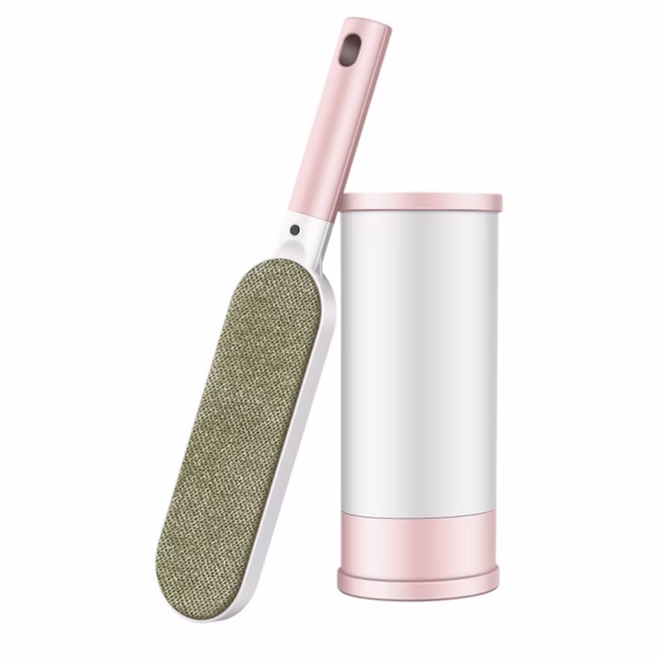pink-clothes-lint-remover-brush-and-lint-remover-roller-lint-scraper-main-6582ab71055b8 Perie Electrostatica, Flippy, Pentru Curatarea Parului/Scamelor de pe Haine si Tapiterii, 2 Fete, Autocuratare, 31 x 8.5 cm, Roz - imagine 1