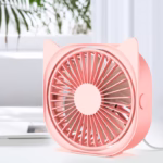 Mini ventilator pentru birou cu usb, Flippy, rotire 360 grade, 3 viteze, 13.5 x 12,8 cm, Roz - imagine 2