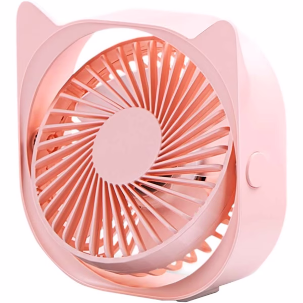 Mini ventilator pentru birou cu usb, Flippy, rotire 360 grade, 3 viteze, 13.5 x 12,8 cm, Roz - imagine 5