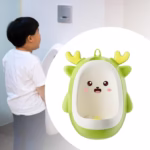 Pisoar pentru Baieti, Flippy, 0-8 Ani, in Forma de Cerb, Perie Inclusa, Montare pe Perete, Carlig Autoadeziv Inclus, 29.8 x 23.8 cm, Verde - imagine 2