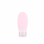 Recipient Portabil din Silicon Elegant de Voiaj, Sticla de Calatorie, Flippy, Potrivita pentru Lotiune, Sampon si Alte Lichide, Anti-scurgere, cu Posibilitate de Reumplere, Capacitate 90mL, 14cm, Roz