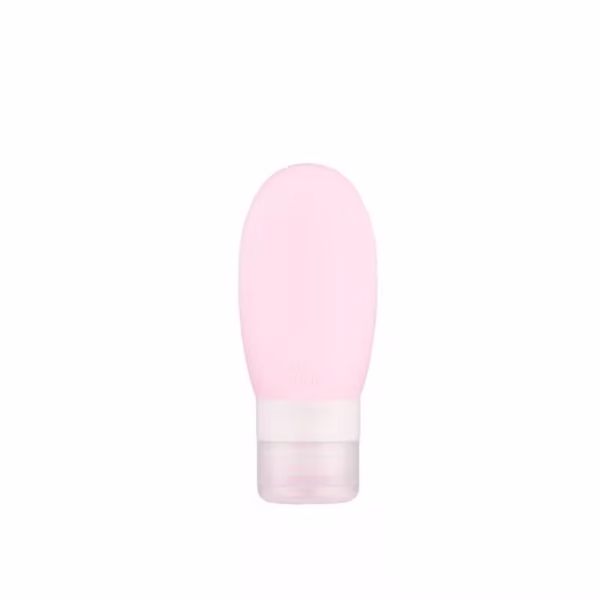 Recipient Portabil din Silicon Elegant de Voiaj, Sticla de Calatorie, Flippy, Potrivita pentru Lotiune, Sampon si Alte Lichide, Anti-scurgere, cu Posibilitate de Reumplere, Capacitate 90mL, 14cm, Roz - imagine 1