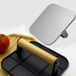 Presa Manuala pentru Carne, Flippy, din Aliaj de Aluminiu, Maner din Lemn, Presa pentru Burgeri, Usor de Curatat si Folosit, Patrata, 16x16x6 cm, Neagra - imagine 9