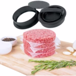 Presa dubla pentru hamburgeri 2 in 1, forma si presa, doua dimensiuni, cu maner, usor de curatat si folosit, material ABS, 100 de foi hartie de copt incluse, 13x13.5x7 cm, fara lipire, neagra - imagine 4