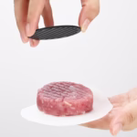 Presa dubla pentru hamburgeri 2 in 1, forma si presa, doua dimensiuni, cu maner, usor de curatat si folosit, material ABS, 100 de foi hartie de copt incluse, 13x13.5x7 cm, fara lipire, neagra - imagine 7