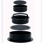 Presa dubla pentru hamburgeri 3 in 1, forma si presa, cu maner, usor de curatat si folosit, 13x13x7 cm, fara lipire, neagra - imagine 2