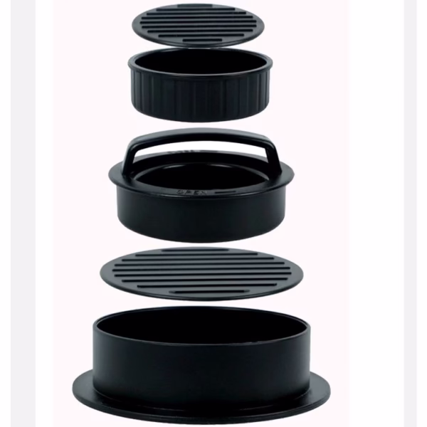 Presa dubla pentru hamburgeri 3 in 1, forma si presa, cu maner, usor de curatat si folosit, 13x13x7 cm, fara lipire, neagra - imagine 2