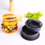 Presa dubla pentru hamburgeri 3 in 1, forma si presa, cu maner, usor de curatat si folosit, 13x13x7 cm, fara lipire, neagra - imagine 3