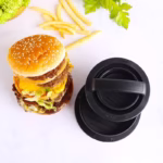 Presa dubla pentru hamburgeri 3 in 1, forma si presa, cu maner, usor de curatat si folosit, 13x13x7 cm, fara lipire, neagra - imagine 4