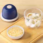 Tocator Electric pentru Bucatarie, Flippy, Model Presa Electrica pentru Legume Fructe Carne Umpluturi Sosuri, Otel Inoxidabil, 14 x 10.5 x 10.5 cm, 350 ml, Albastru Inchis - imagine 3