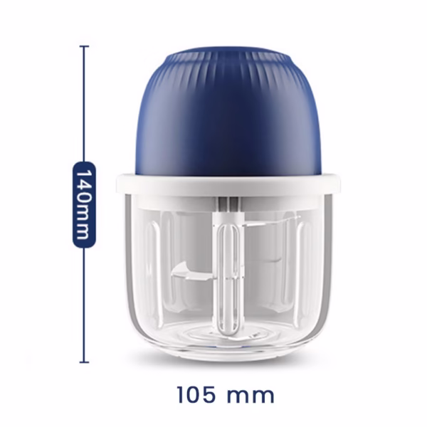 Tocator Electric pentru Bucatarie, Flippy, Model Presa Electrica pentru Legume Fructe Carne Umpluturi Sosuri, Otel Inoxidabil, 14 x 10.5 x 10.5 cm, 350 ml, Albastru Inchis - imagine 5