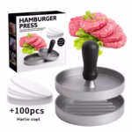 Presa manuala pentru burgeri Flippy, material ABS si aluminiu, forma si presa, usor de curatat si folosit, 11.7 x 8.5 cm, gri - imagine 2