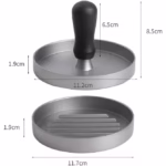 Presa manuala pentru burgeri Flippy, material ABS si aluminiu, forma si presa, usor de curatat si folosit, 11.7 x 8.5 cm, gri - imagine 4