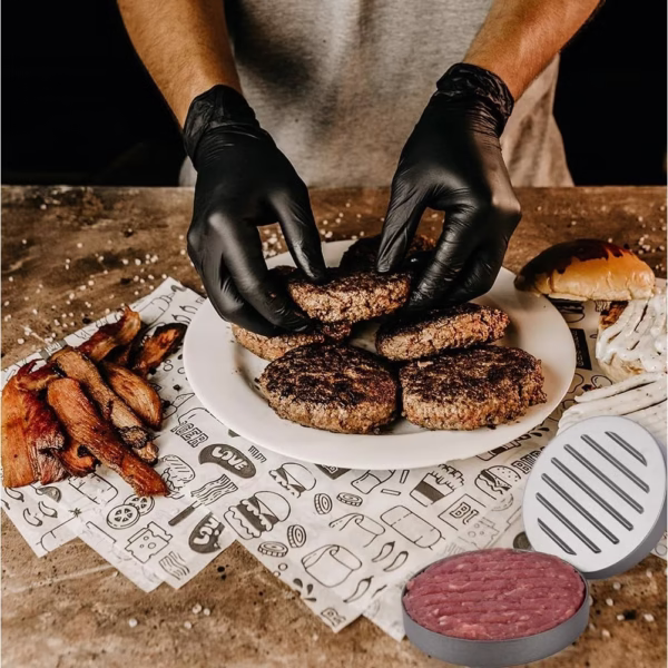 Presa manuala pentru burgeri Flippy, material ABS si aluminiu, forma si presa, usor de curatat si folosit, 11.7 x 8.5 cm, gri - imagine 5