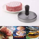 Presa manuala pentru burgeri Flippy, material ABS si aluminiu, forma si presa, usor de curatat si folosit, 11.7 x 8.5 cm, gri - imagine 6
