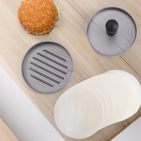 Presa manuala pentru burgeri Flippy, material ABS si aluminiu, forma si presa, usor de curatat si folosit, 11.7 x 8.5 cm, gri - imagine 7