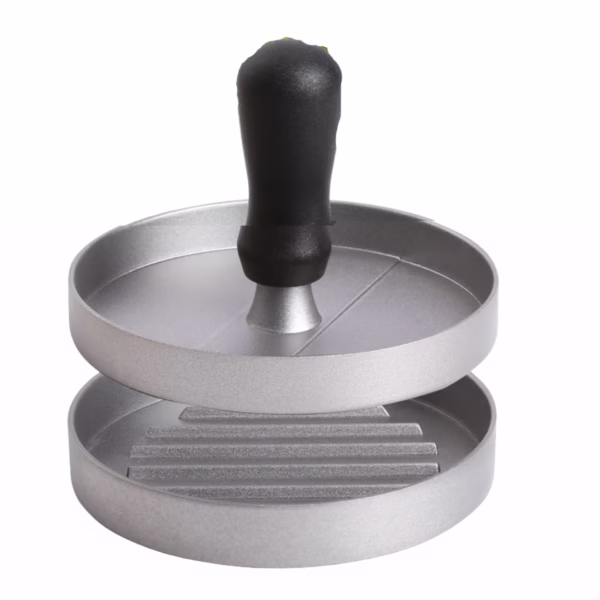 Presa manuala pentru burgeri Flippy, material ABS si aluminiu, forma si presa, usor de curatat si folosit, 11.7 x 8.5 cm, gri - imagine 1