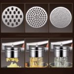 Presa Storcator pentru Fructe si Legume, Flippy, Zdrobitor Manual, Inox, 3 Discuri Interschimbabile, Usor de Stors si de Curatat, Ergonomic, 26.5 x 9.8 x 9.5 cm Argintiu - imagine 4