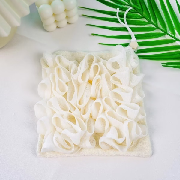 Prosop de Baie, Flippy, 2in1, cu Burete din Plasa, 17 x 17 cm, Bej - imagine 4