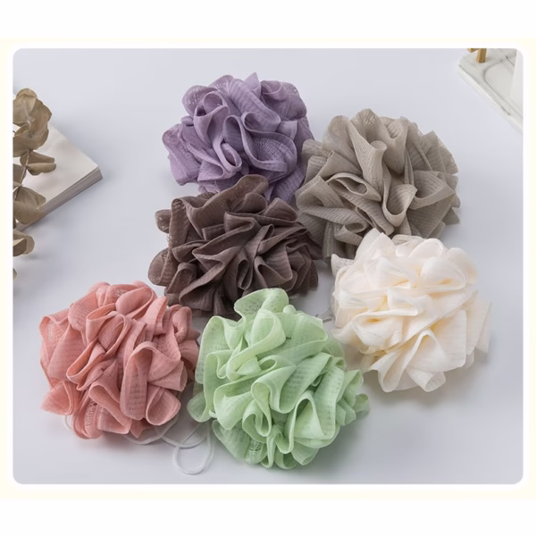 Prosop de Baie, Flippy, 2in1, cu Burete din Plasa, 17 x 17 cm, Mov - imagine 5