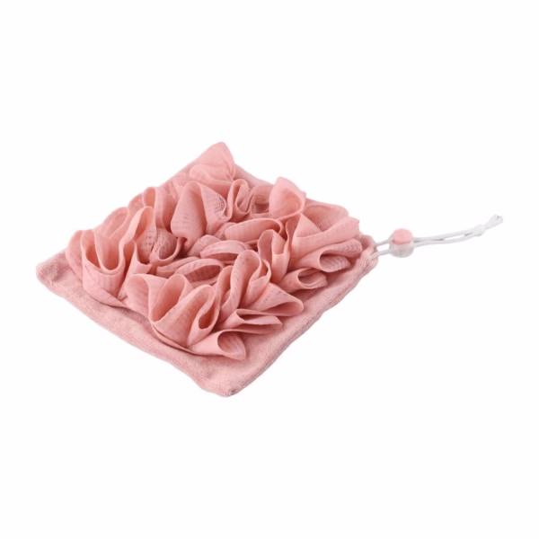 Prosop de Baie, Flippy, 2in1, cu Burete din Plasa, 17 x 17 cm, Roz - imagine 2