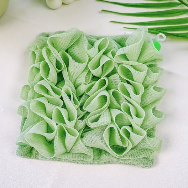 Prosop de Baie, Flippy, 2in1, cu Burete din Plasa, 17 x 17 cm, Verde - imagine 2