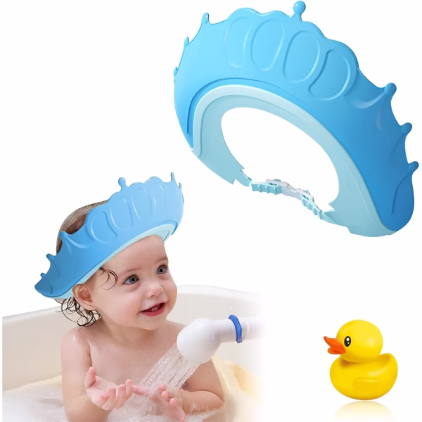 Viziera de Protectie Baie Pentru Copii, Fippy, Model Coronita, Dimensiune ajustabila, Durabil, Usor de curatat, Impotriva Samponului, pentru Ochi si Urechi, TPE+PP, 24x22 cm, Albastru - imagine 7