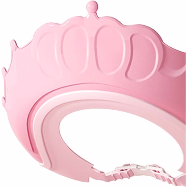 Viziera de Protectie Baie Pentru Copii, Fippy, Model Coronita, Dimensiune ajustabila, Durabil, Usor de curatat, Impotriva Samponului, pentru Ochi si Urechi, TPE+PP, 24x22 cm, Roz - imagine 2