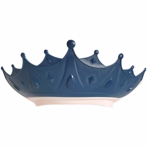 Viziera de Protectie Baie Pentru Copii, Fippy, Model Coroana, Dimensiune ajustabila, Durabil, Usor de curatat, Impotriva Samponului, pentru Ochi si Urechi, TPE+PP, 15x13 cm, Albastru Inchis - imagine 1