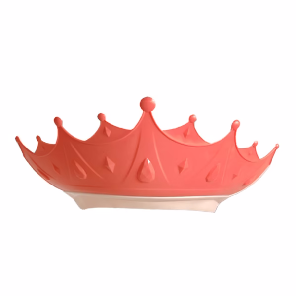Viziera de Protectie Baie Pentru Copii, Fippy, Model Coroana, Dimensiune ajustabila, Durabil, Usor de curatat, Impotriva Samponului, pentru Ochi si Urechi, TPE+PP, 15x13 cm, Rosu - imagine 1