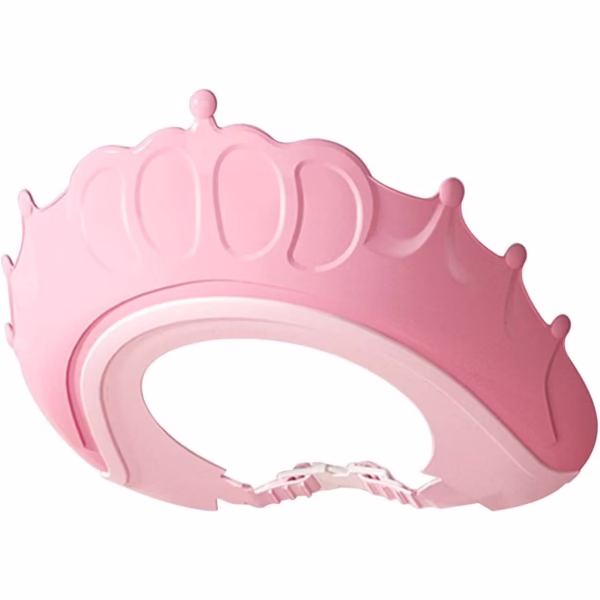 Viziera de Protectie Baie Pentru Copii, Fippy, Model Coronita, Dimensiune ajustabila, Durabil, Usor de curatat, Impotriva Samponului, pentru Ochi si Urechi, TPE+PP, 24x22 cm, Roz - imagine 1